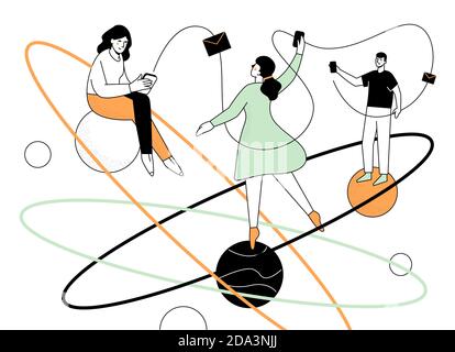 Marketing par e-mail - illustration moderne de style plat Illustration de Vecteur