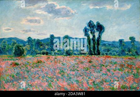 Peinture à l'huile Claude Monet – champ de coquelicot à Giverny 1885, haute résolution Banque D'Images