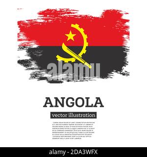 Drapeau d'Angola avec coups de pinceau. Illustration vectorielle. Jour de l'indépendance. Illustration de Vecteur