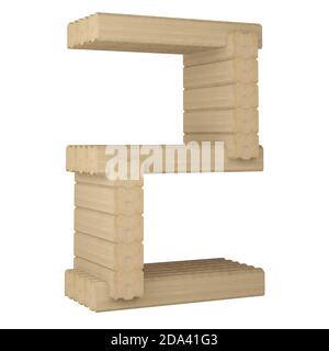 numéro 2 de bois de placage laminé isolé sur blanc. rendu 3d Banque D'Images