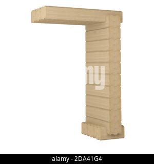 numéro 7 de bois de placage laminé isolé sur blanc. rendu 3d Banque D'Images