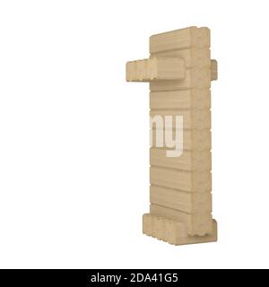 numéro 1 de bois de placage laminé isolé sur blanc. rendu 3d Banque D'Images