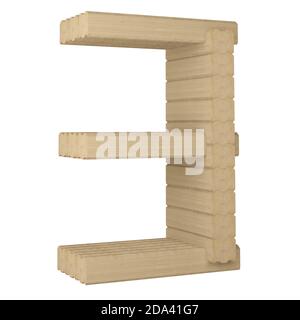 numéro 3 de bois de placage laminé isolé sur blanc. rendu 3d Banque D'Images