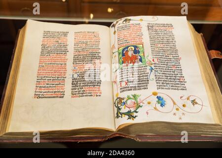 Manuscrit antique dans la bibliothèque du monastère de Strahov, Missale de Louka, 1483 Banque D'Images