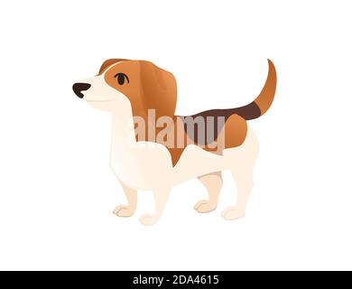 Mignon chien domestique Beagle race dessin animé animal dessin vectoriel plat illustration Illustration de Vecteur