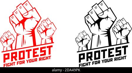 Main masculine poing, symbole de la révolution prolétarienne. Signe de colère, de force, de protestation, de combat. Illustration, vecteur Illustration de Vecteur