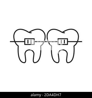 icône d'accolades de l'icône de dentisterie pour le concept mobile et les applications web. L'icône d'accolades fines peut être utilisée pour le Web et le mobile. Icône Premium sur blanc Illustration de Vecteur