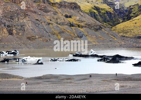 Paysage du glacier Svinafellsjokull dans le parc naturel de Skaftafell, Islande, Europe Banque D'Images