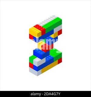 Police isométrique composée de blocs en plastique de couleur. Le concepteur pour enfants. Illustration du vecteur lettre Z. Illustration de Vecteur