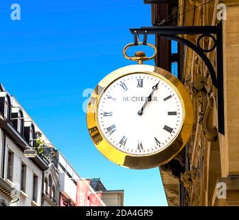 Bâle, SUISSE - 1er juillet 2019 : boutique de montres Bucherer dans le centre de Bâle Banque D'Images