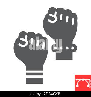 Fighting for rights glyph Icon, fist and féminisme, Women Protest signe vector graphiques, modifiable trait icône solide, eps 10. Illustration de Vecteur