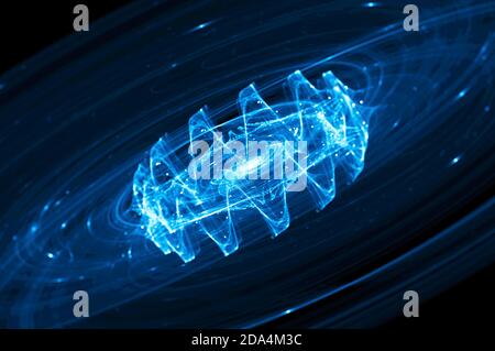 Onde gravitationnelle bleutée dans l'espace profond, arrière-plan abstrait généré par ordinateur, rendu 3D Banque D'Images