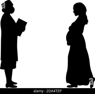 Silhouettes du médecin et des femmes enceintes Illustration de Vecteur