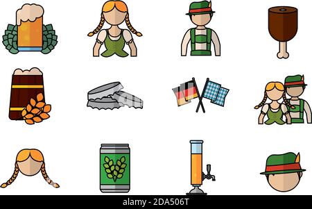 Objets de groupe de jeux isolés icônes de la fête d'octobre- Vector Illustration de Vecteur