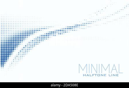 Ligne pointillée bleue abstraite avec effet de demi-teinte sur fond blanc. Motif graphique vectoriel minimal Illustration de Vecteur