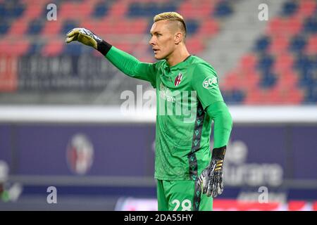 Lukasz Skorupski (Bologne) pendant Bologne Calcio vs SSC Napoli, football italien série A match, Bologne, Italie, 08 Nov 2020 photo: LM/Ettore Griffoni Banque D'Images