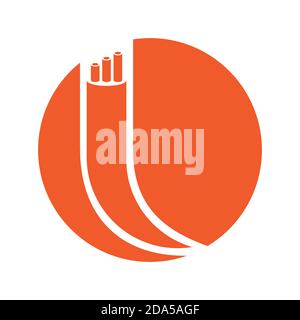 Logo câble coaxial numérique rouge isolé sur fond blanc Illustration de Vecteur