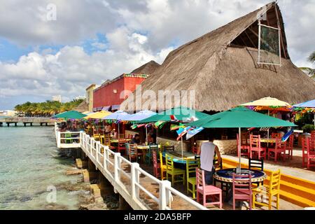 Front de mer près du terminal de croisière de Cozumel, Mexique Banque D'Images