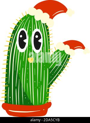 Illustration du dessin animé de Cactus de Noël du Père Noël Illustration de Vecteur