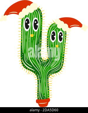 Illustration du dessin animé de Cactus de Noël du Père Noël Illustration de Vecteur