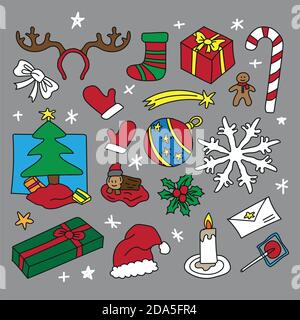 Ensemble d'articles de noël pour enfant Illustration de Vecteur
