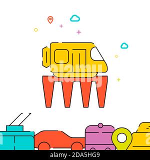 Icône de ligne remplie de train monorail, illustration simple Illustration de Vecteur