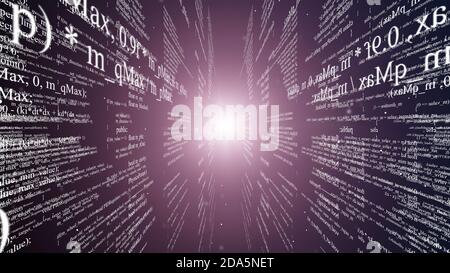 Blocs de code de programme volant dans l'espace virtuel Banque D'Images