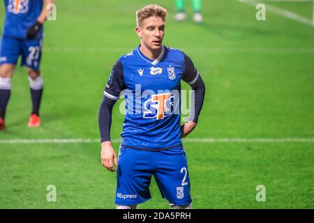 Michal Skoras de Lech vu en action pendant le match polonais de la Ligue PKO Ekstraklasa entre Legia Warszawa et Lech Poznan au Maréchal Jozef Pilsudski Legia Warsaw Municipal Stadium. (Note finale; Legia Warszawa 2:1 Lech Poznan) Banque D'Images