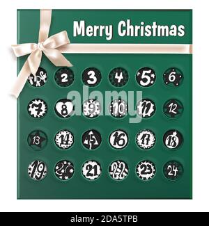 Calendrier de Noël ou carte de vœux avec ruban Illustration de Vecteur