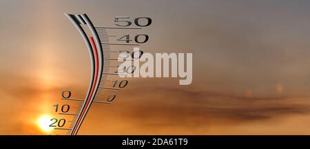 Thermomètre dans le ciel, le ciel de chaleur Banque D'Images