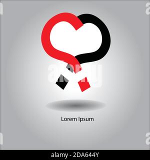 illustration vecteur coeur de saint valentin forme fait de deux questions marques Illustration de Vecteur