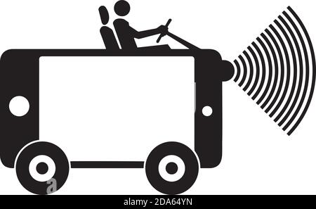 illustration vecteur homme conduisant un téléphone mobile comme une voiture avec signal sans fil. Illustration de Vecteur