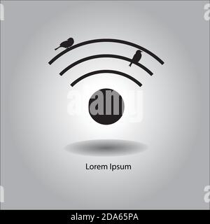 illustration oiseau vecteur debout sur le panneau sans fil au lieu de fil de téléphone, âge d'internet. Illustration de Vecteur