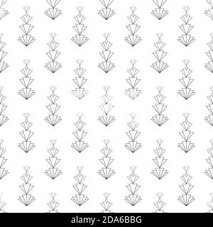 Vector art déco stylisé piles de fleurs en éventail fond de motif sans couture. Toile de fond géométrique monochrome avec losange alterné élégant Illustration de Vecteur