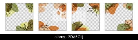 modèle de publicité sur les réseaux sociaux. Cadre de poteau carré modifiable avec espace de copie. Design minimaliste délicat, lignes de spot transparentes abstraites tendance Illustration de Vecteur