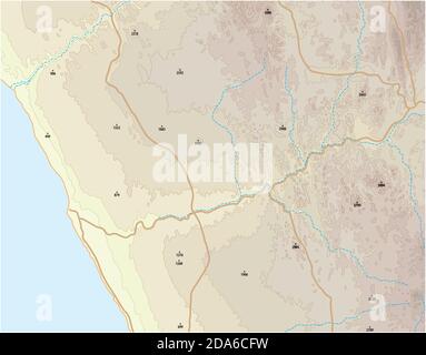 carte vectorielle topographique abstraite d'une région côtière avec des montagnes Illustration de Vecteur