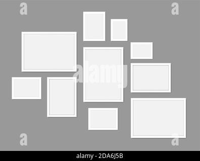 Ensemble de cadres photo ou photo verticaux et horizontaux aux formats A1, A2, A3, A4. Maquette vectorielle réaliste. Affiches murales intérieures vides – modèle Illustration de Vecteur