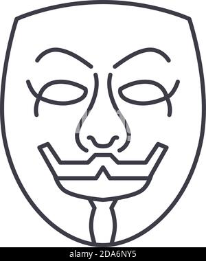 Icône d'anonymat, illustration isolée linéaire, vecteur de ligne mince, signe de conception Web, symbole de concept de contour avec trait modifiable sur fond blanc. Illustration de Vecteur