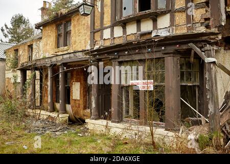 L'arrière-plan de l'hôtel est délabreindu Banque D'Images