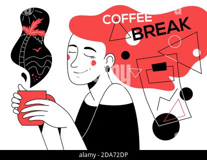 Pause-café - illustration moderne de style plat Illustration de Vecteur