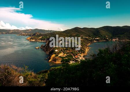 Vue incroyable sur la mer. Vacances d'été Elba Italie Banque D'Images