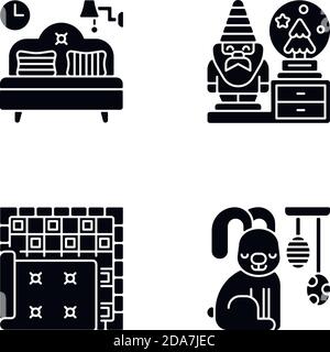 Accueil accessoires icônes de glyphe noir sur l'espace blanc Illustration de Vecteur