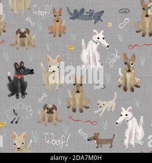 Divers chiens adorable motifs sans couture