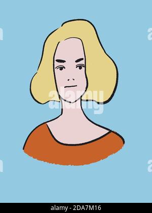 illustration de portrait de femme à cheveux blonds Banque D'Images