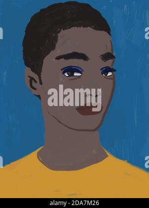 femme portrait dessin dessin peinture Banque D'Images