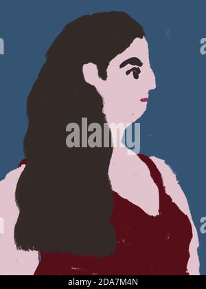 femme portrait dessin dessin peinture Banque D'Images