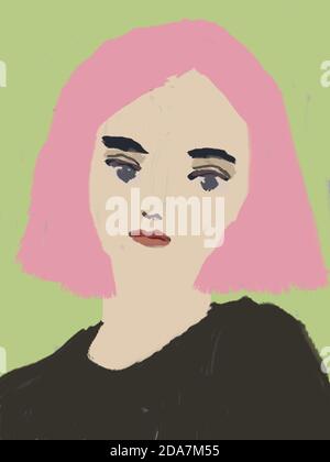 femme portrait dessin dessin peinture Banque D'Images