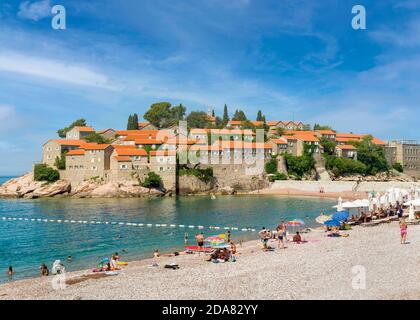 Sveti Stefan, près de Budva, Monténégro. Banque D'Images