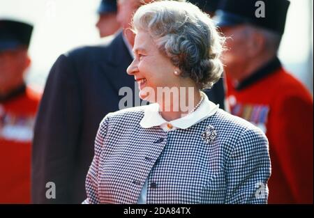 La reine Elizabeth II Windsor Horse Show, Windsor, Berkshire. ROYAUME-UNI Banque D'Images