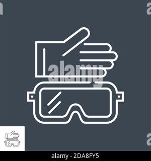 Icône de ligne fine vectorielle associée à un chiffon de protection Illustration de Vecteur